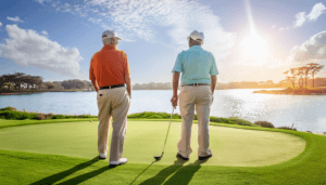 Retired men on a gold course