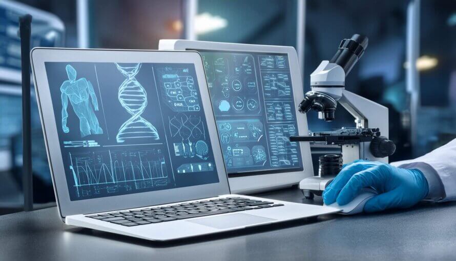 Computer showing genetic testing results