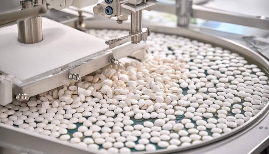 pills being created in a factory